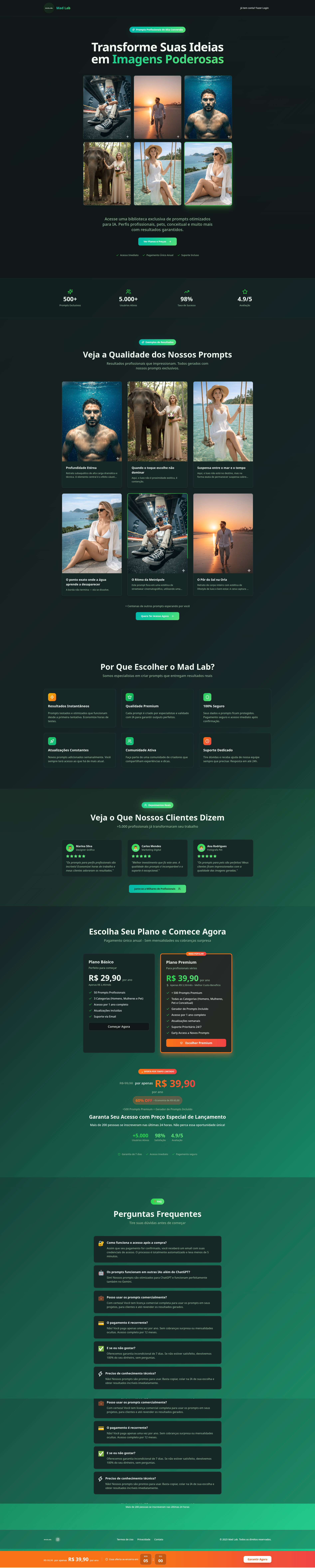 Landing page do Mad Lab